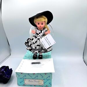 Crossword Print Doll with Black Hat